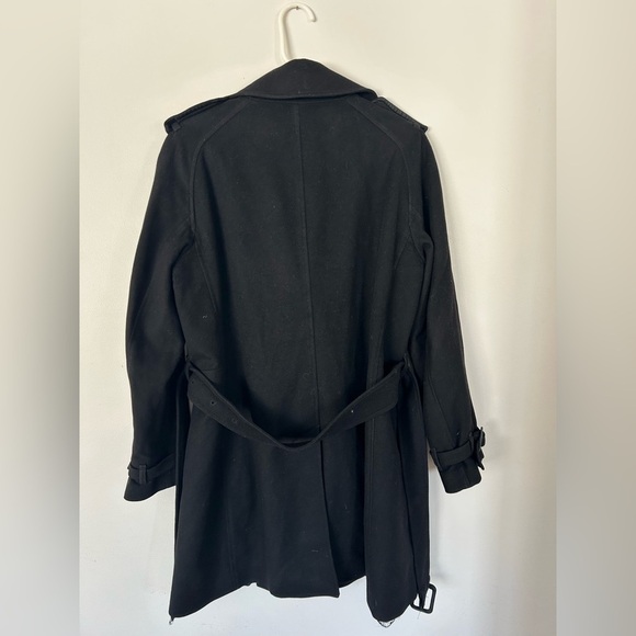 Burberry Black Trench Coat Wool Cashmere Size 10 - Picture 12 of 16